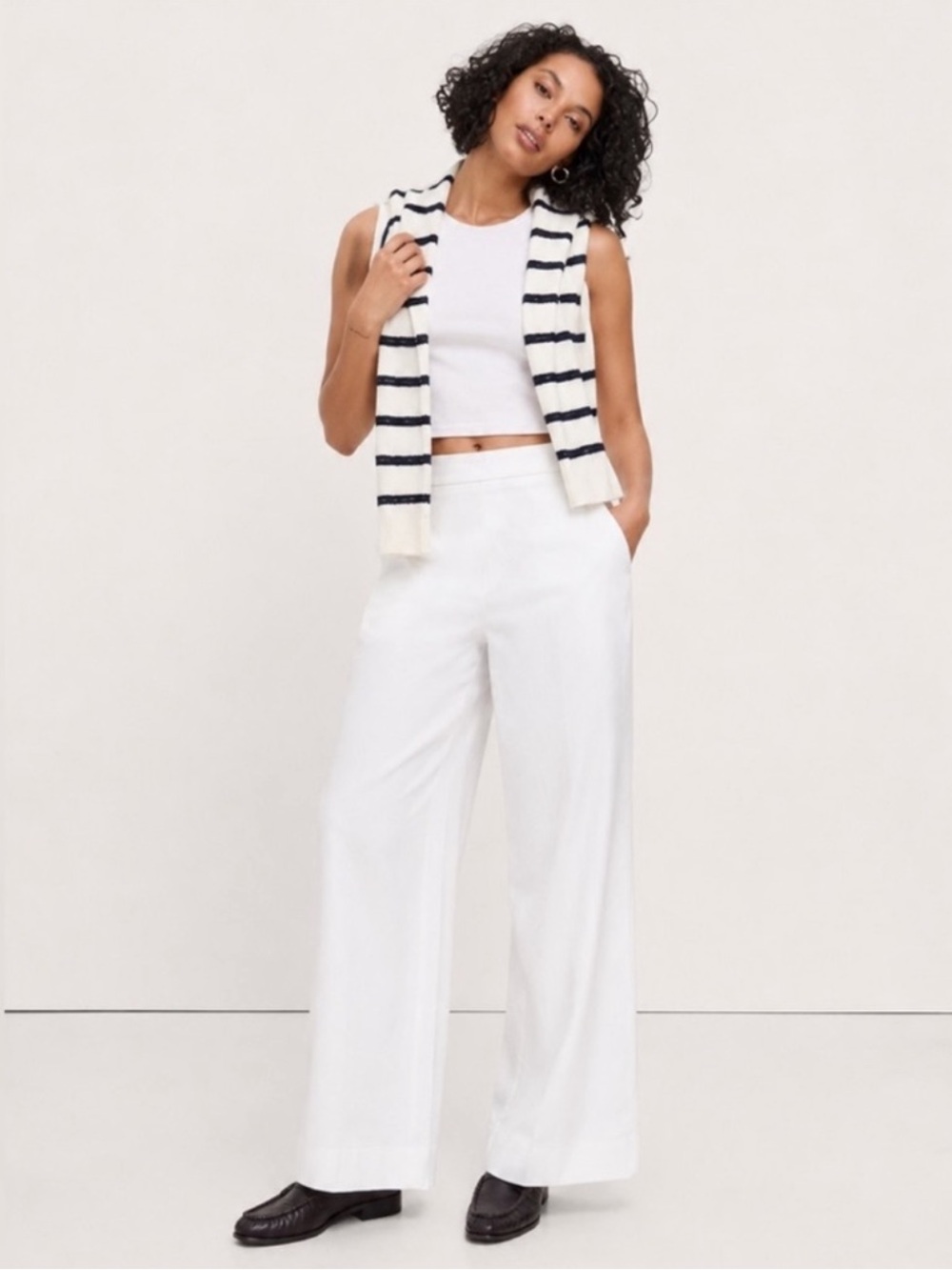 NWT! Banana Republic Wide-Leg High-Rise Linen-Blend Pant -